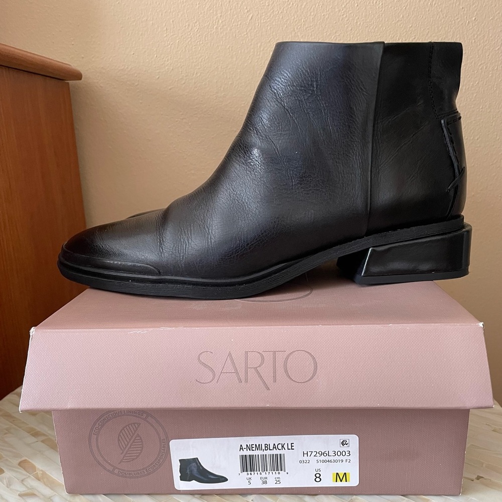 SARTO By Franco Sarto Black Leather Ankle Boots - Picture 4 of 6